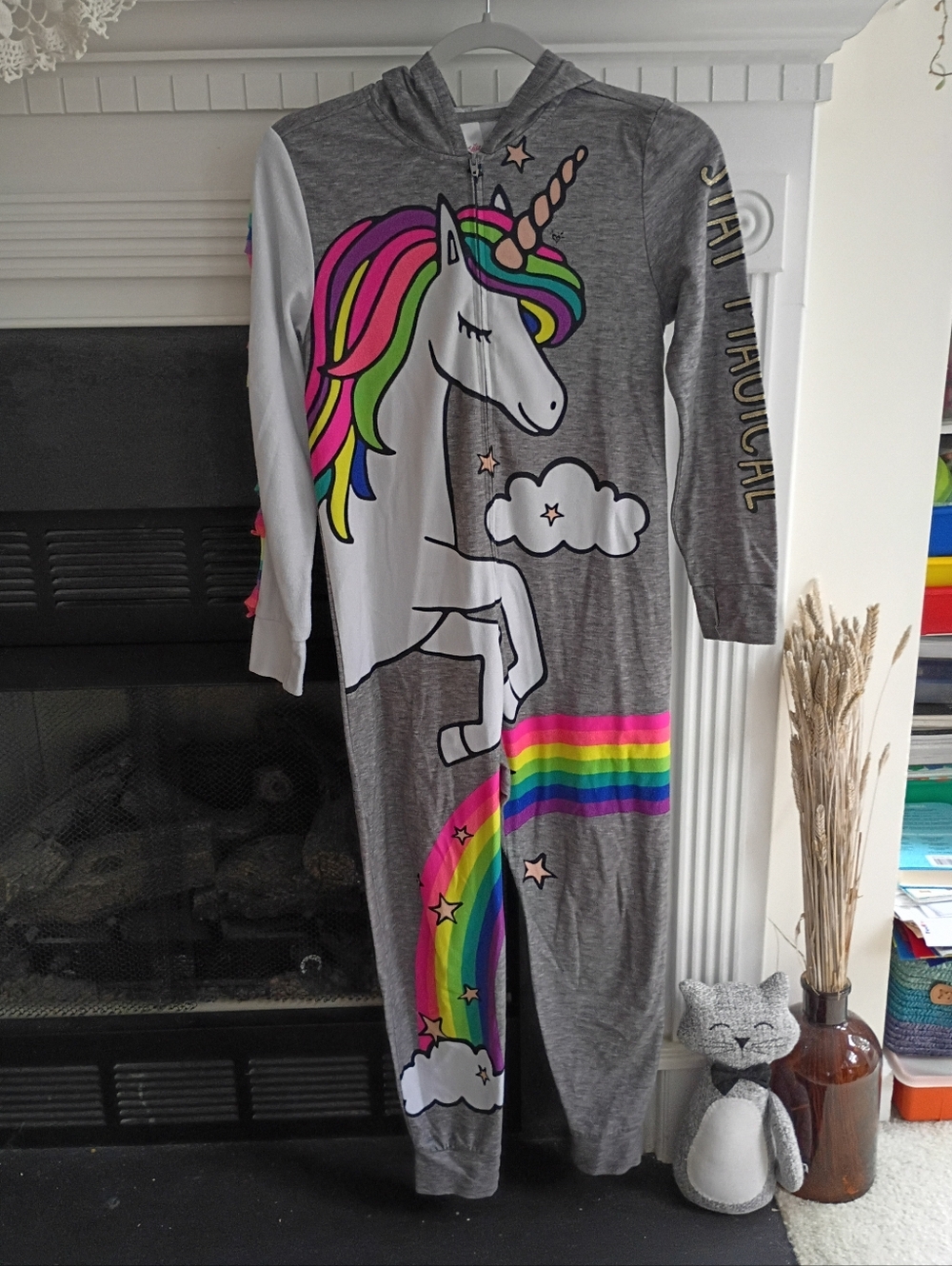Justice 12 Rainbow Unicorn Hooded Zip Sleeper